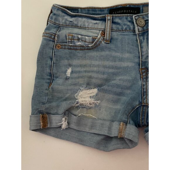 Lot of 2 Denim Shorts Blue 5 Pocket Arizona Jean Co, Aeropostale MIDI Grunge Wom - Picture 4 of 16